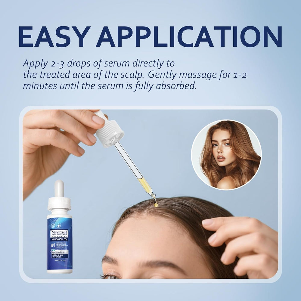 5% Minoxidil Hair Growth Serum for Men & Women with Biotin: Minoxidil for Men and Women, 5 Percent, Hair Regrowth Treatment, Extra Strength (12 FL OZ, Dropper 6)